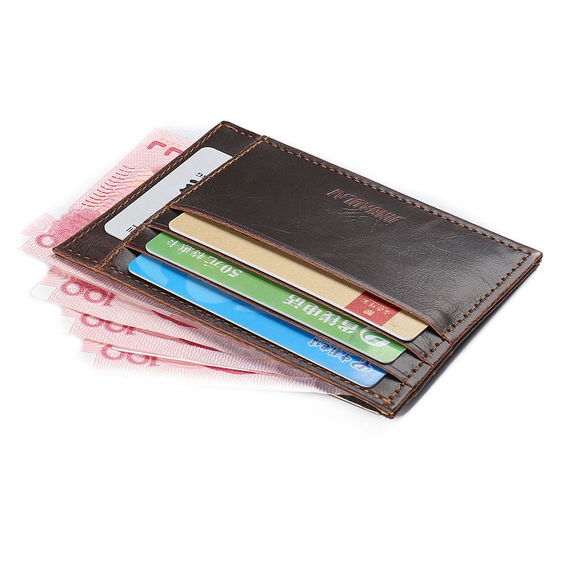 WALLET Minimalist synthetic leather wallet with 9 pockets - Brown